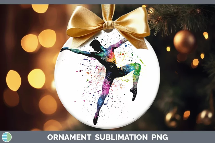 Watercolor Splash Male Ballet Ornament Sublimation Bauble De