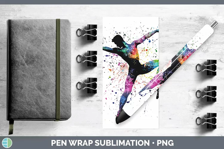 Watercolor Splash Male Ballet Pen Wrap Sublimation Pen Desig