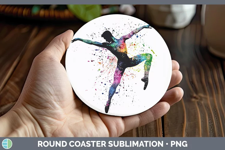 Watercolor Splash Male Ballet Round Coaster Sublimation Coas