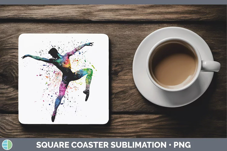 Watercolor Splash Male Ballet Square Coaster Sublimation Coa