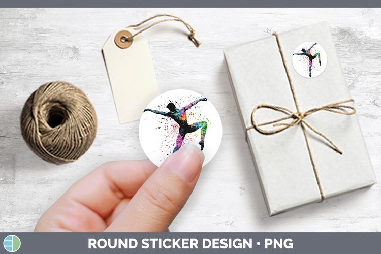 Watercolor Splash Male Ballet Stickers | Round Labels Design