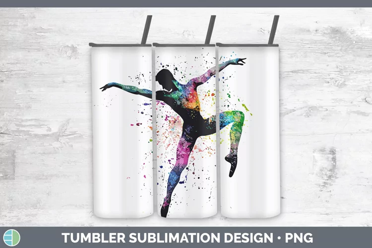 Watercolor Splash Male Ballet Tumbler Sublimation 20 oz Skin