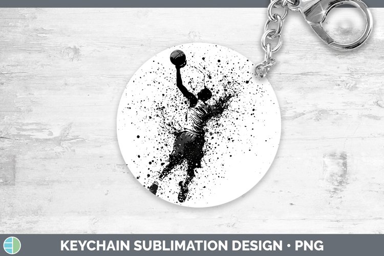 Watercolor Splash Male Basketball Keychain Sublimation Keyri