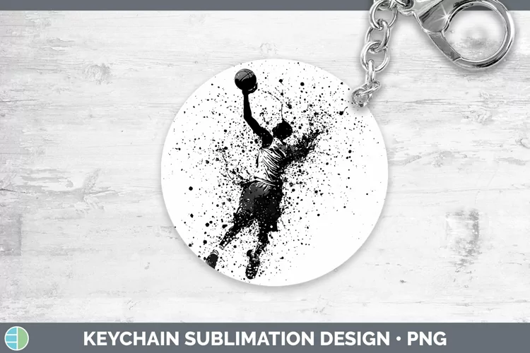 Watercolor Splash Male Basketball Keychain Sublimation Keyri