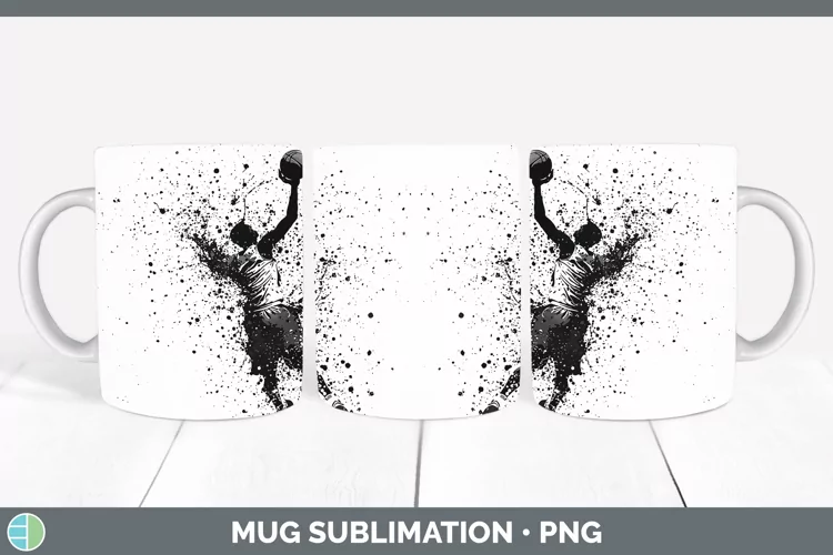 Watercolor Splash Male Basketball Mug Wrap Sublimation Coffe