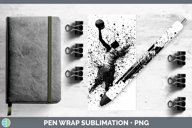 Watercolor Splash Male Basketball Pen Wrap Sublimation Pen D
