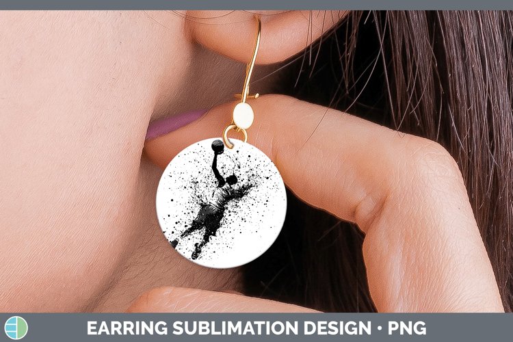 Watercolor Splash Male Basketball Round Earrings Sublimation