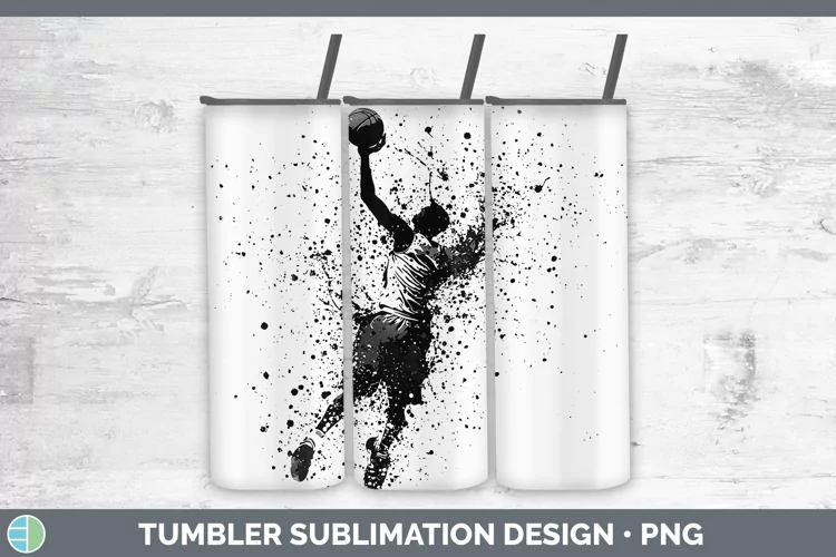 Watercolor Splash Male Basketball Tumbler Sublimation 20 oz