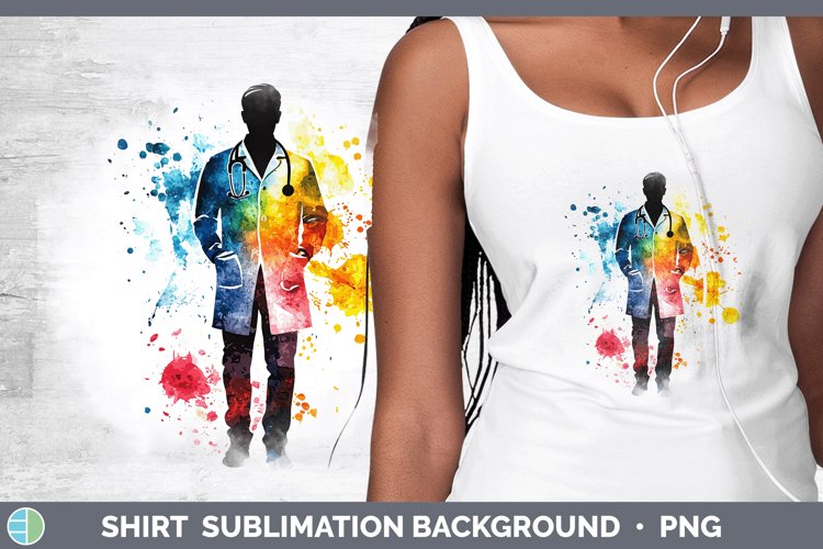 Watercolor Splash Male Doctor Shirt Sublimation Sublimation