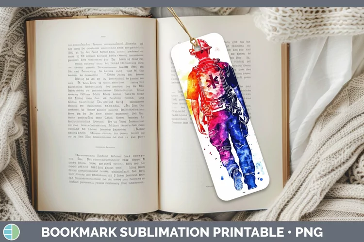 Watercolor Splash Male EMT Bookmark Sublimation Printable De