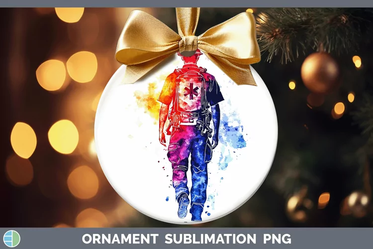 Watercolor Splash Male EMT Ornament Sublimation Bauble Desig