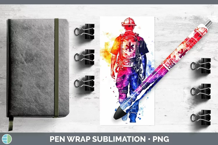 Watercolor Splash Male EMT Pen Wrap Sublimation Pen Designs