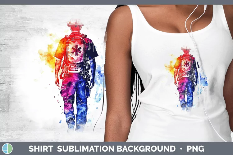 Watercolor Splash Male EMT Shirt Sublimation Sublimation Bac