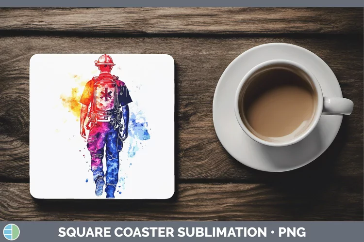 Watercolor Splash Male EMT Square Coaster Sublimation Coaste