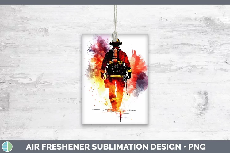Watercolor Splash Male Firefighter Air Freshener Sublimation