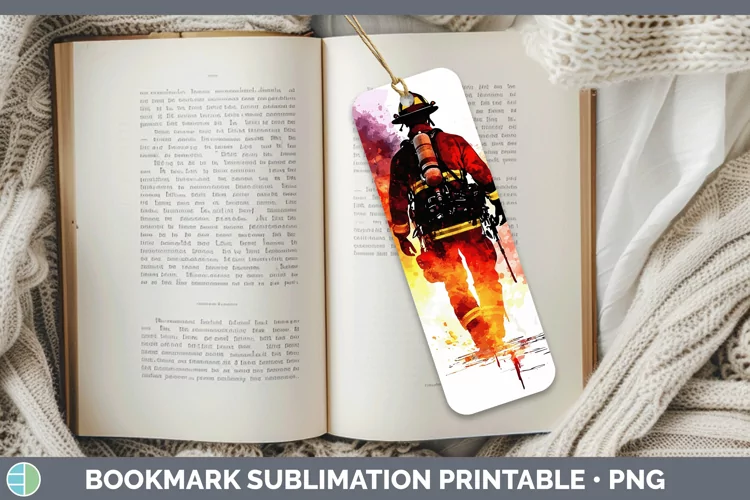 Watercolor Splash Male Firefighter Bookmark Sublimation Prin