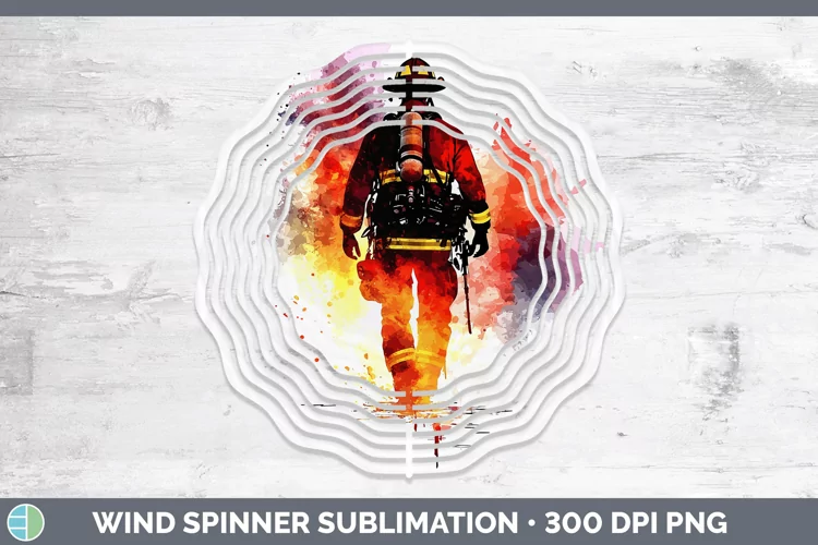 Watercolor Splash Male Firefighter Wind Spinner Sublimation