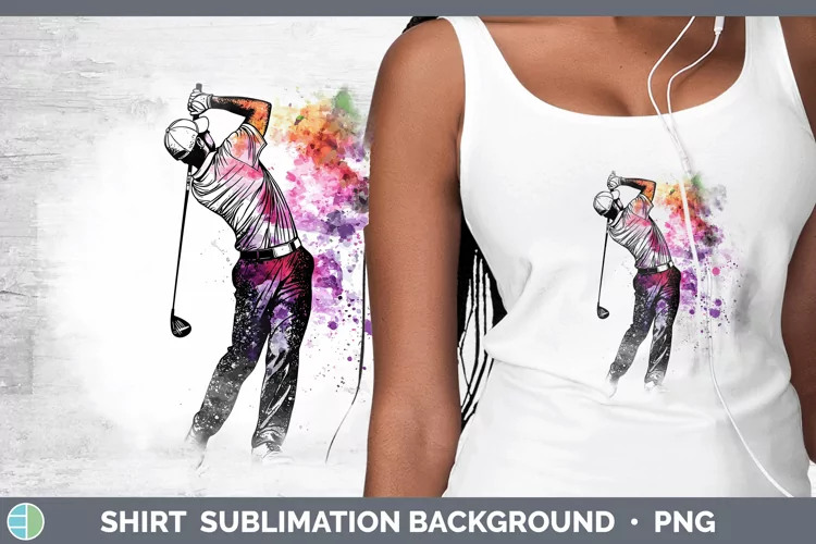 Watercolor Splash Male Golfer Shirt Sublimation Sublimation