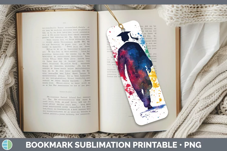 Watercolor Splash Male Graduate Bookmark Sublimation Printab
