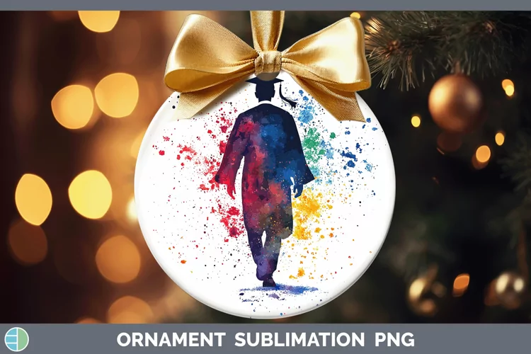 Watercolor Splash Male Graduate Ornament Sublimation Bauble