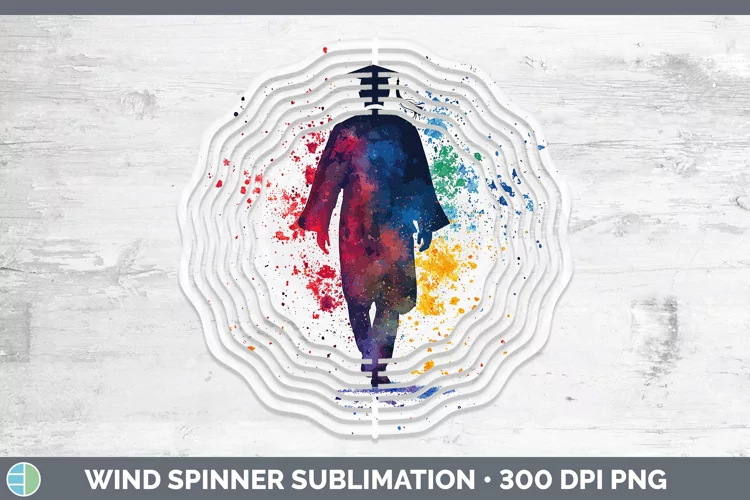 Watercolor Splash Male Graduate Wind Spinner Sublimation Spi