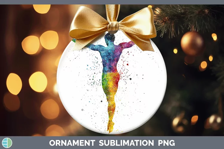 Watercolor Splash Male Gymnast Ornament Sublimation Bauble D