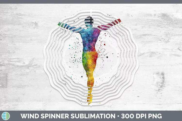 Watercolor Splash Male Gymnast Wind Spinner Sublimation Spin