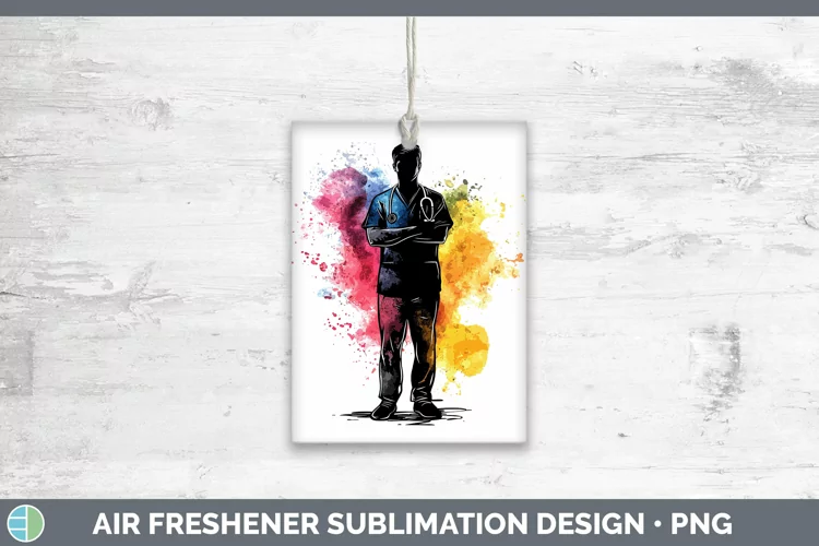 Watercolor Splash Male Nurse Air Freshener Sublimation Car F