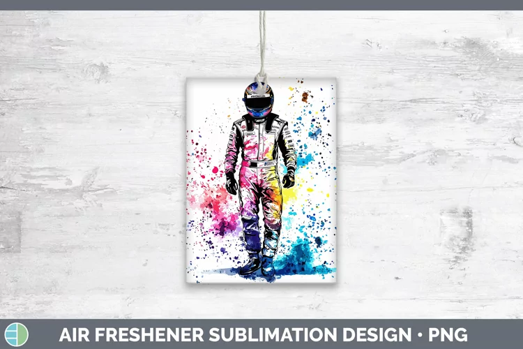 Watercolor Splash Male Race Car Driver Air Freshener Sublima