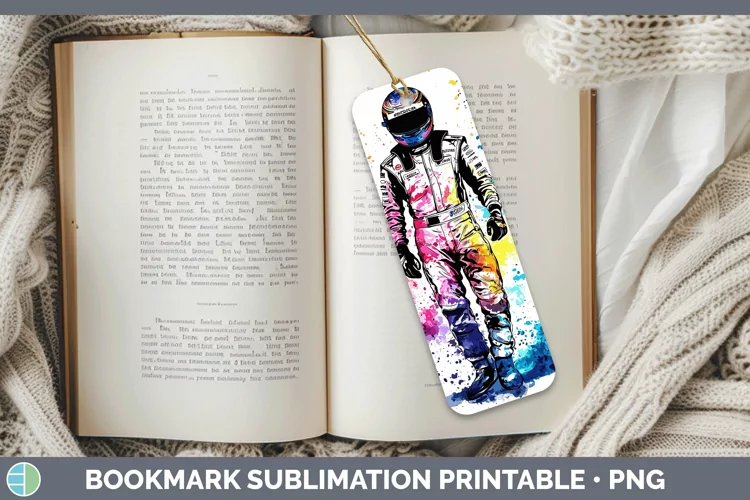 Watercolor Splash Male Race Car Driver Bookmark Sublimation
