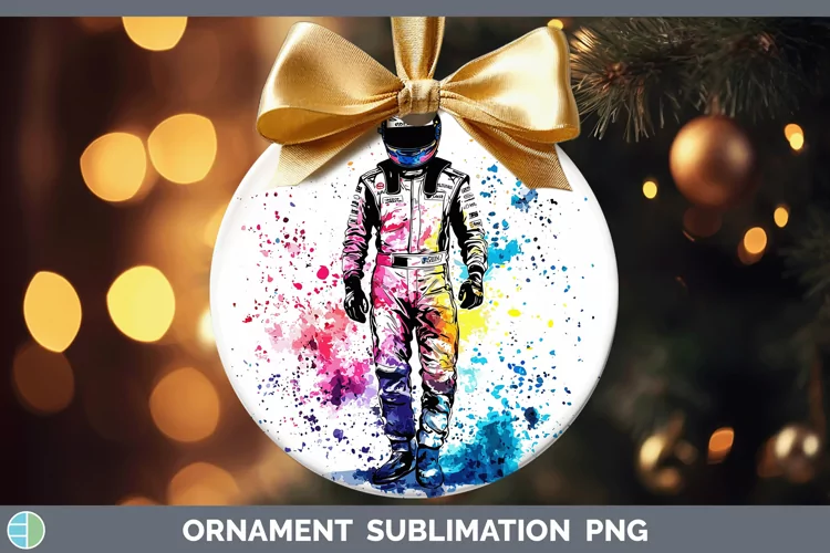 Watercolor Splash Male Race Car Driver Ornament Sublimation