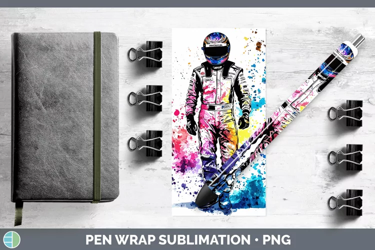 Watercolor Splash Male Race Car Driver Pen Wrap Sublimation