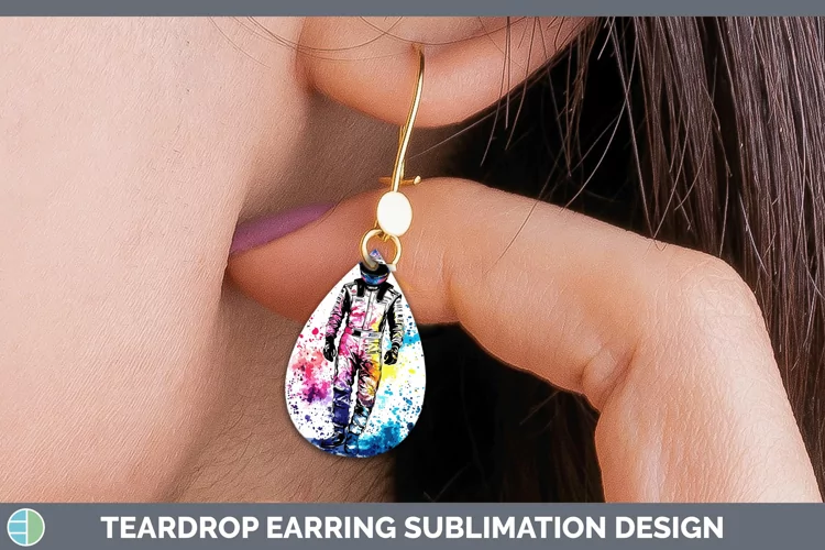 Watercolor Splash Male Race Car Driver Teardrop Earrings Sub