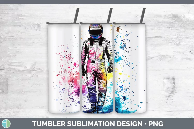 Watercolor Splash Male Race Car Driver Tumbler Sublimation 2