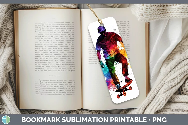 Watercolor Splash Male Skateboarder Bookmark Sublimation Pri