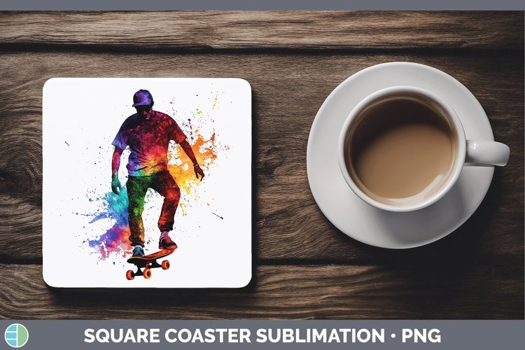 GorgeousWatercolor Splash Square Coaster design.