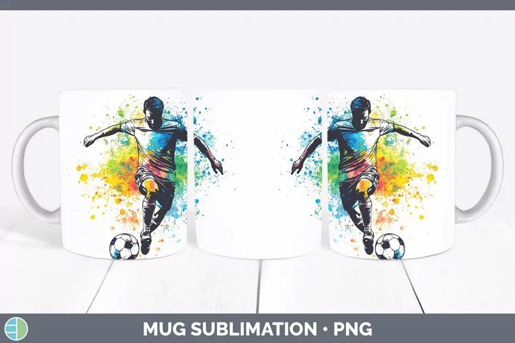 Watercolor Splash Male Soccer Mug Wrap Sublimation Coffee Cu