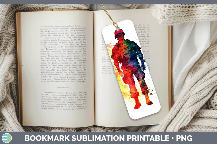 Watercolor Splash Male Soldier Bookmark Sublimation Printabl