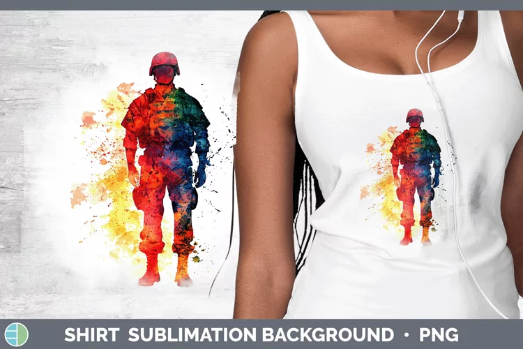 Watercolor Splash Male Soldier Shirt Sublimation Sublimation