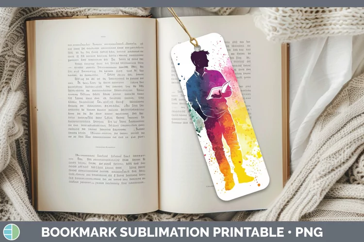 Watercolor Splash Male Teacher Bookmark Sublimation Printabl