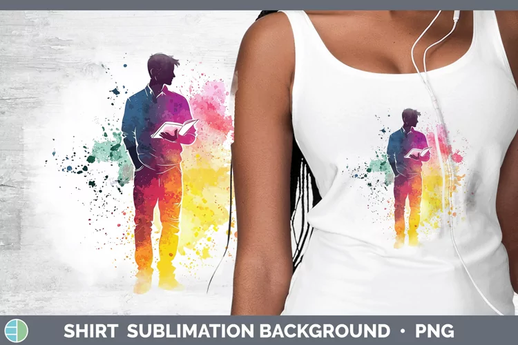 Watercolor Splash Male Teacher Shirt Sublimation Sublimation