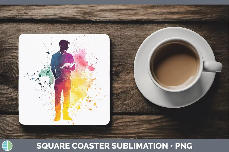 Watercolor Splash Male Teacher Square Coaster Sublimation Co