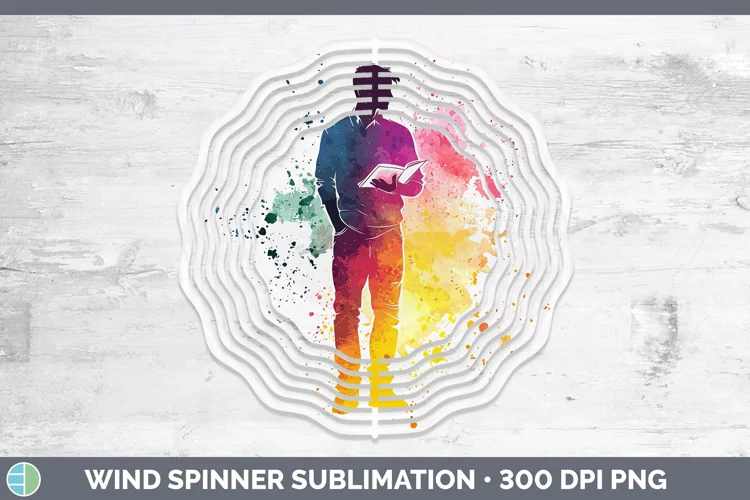 Watercolor Splash Male Teacher Wind Spinner Sublimation Spin