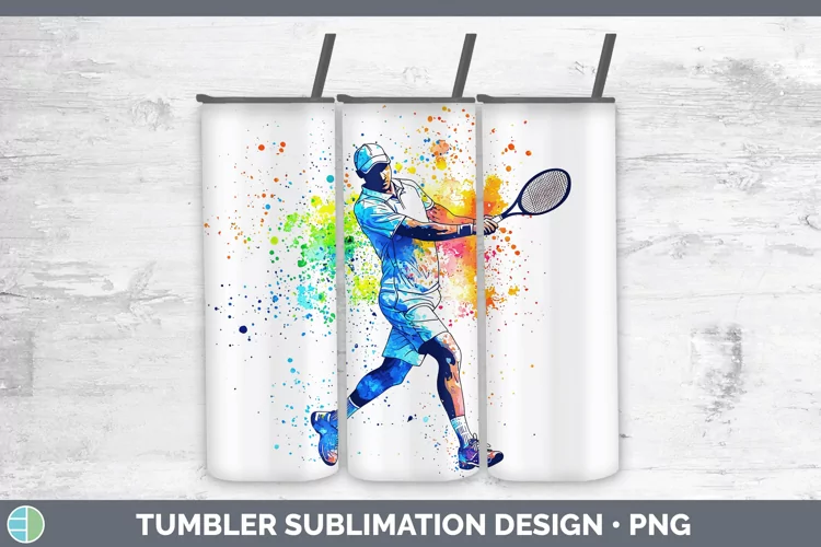 Watercolor Splash Male Tennis Tumbler Sublimation 20 oz Skin