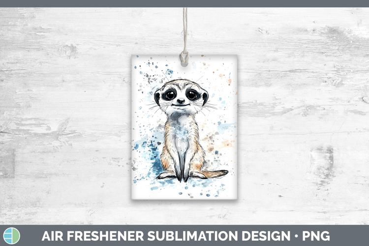 Watercolor Splash Meerkat Air Freshener Sublimation Car Fres