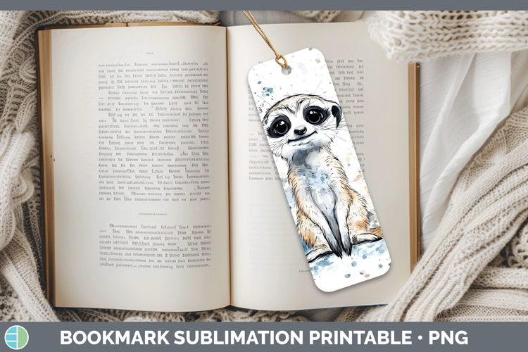 Watercolor Splash Meerkat Bookmark Sublimation Printable Des