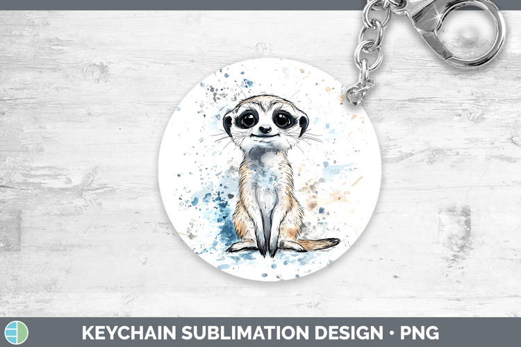 Watercolor Splash Meerkat Keychain Sublimation Keyring Desig