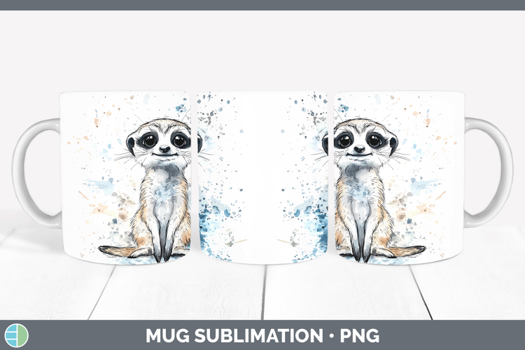 Watercolor Splash Meerkat Mug Wrap Sublimation Coffee Cup De
