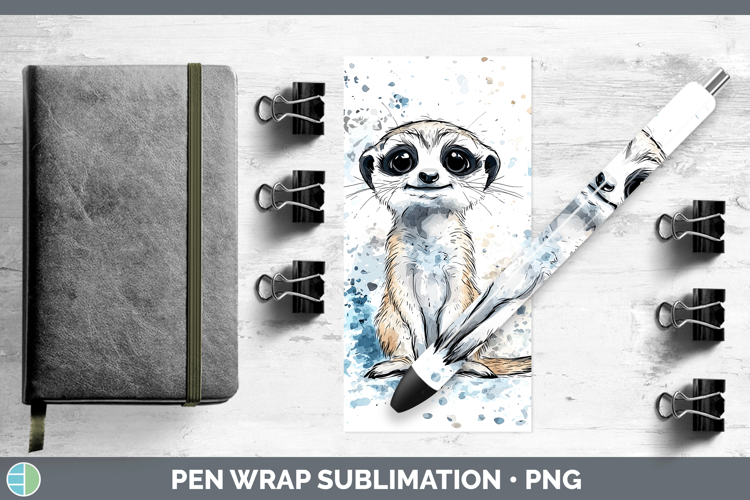 Watercolor Splash Meerkat Pen Wrap Sublimation Pen Designs