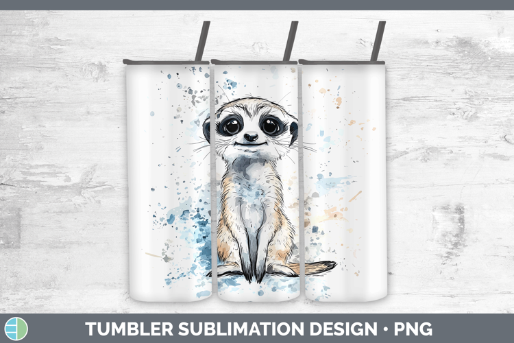 Watercolor Splash Meerkat Tumbler Sublimation 20 oz Skinny T
